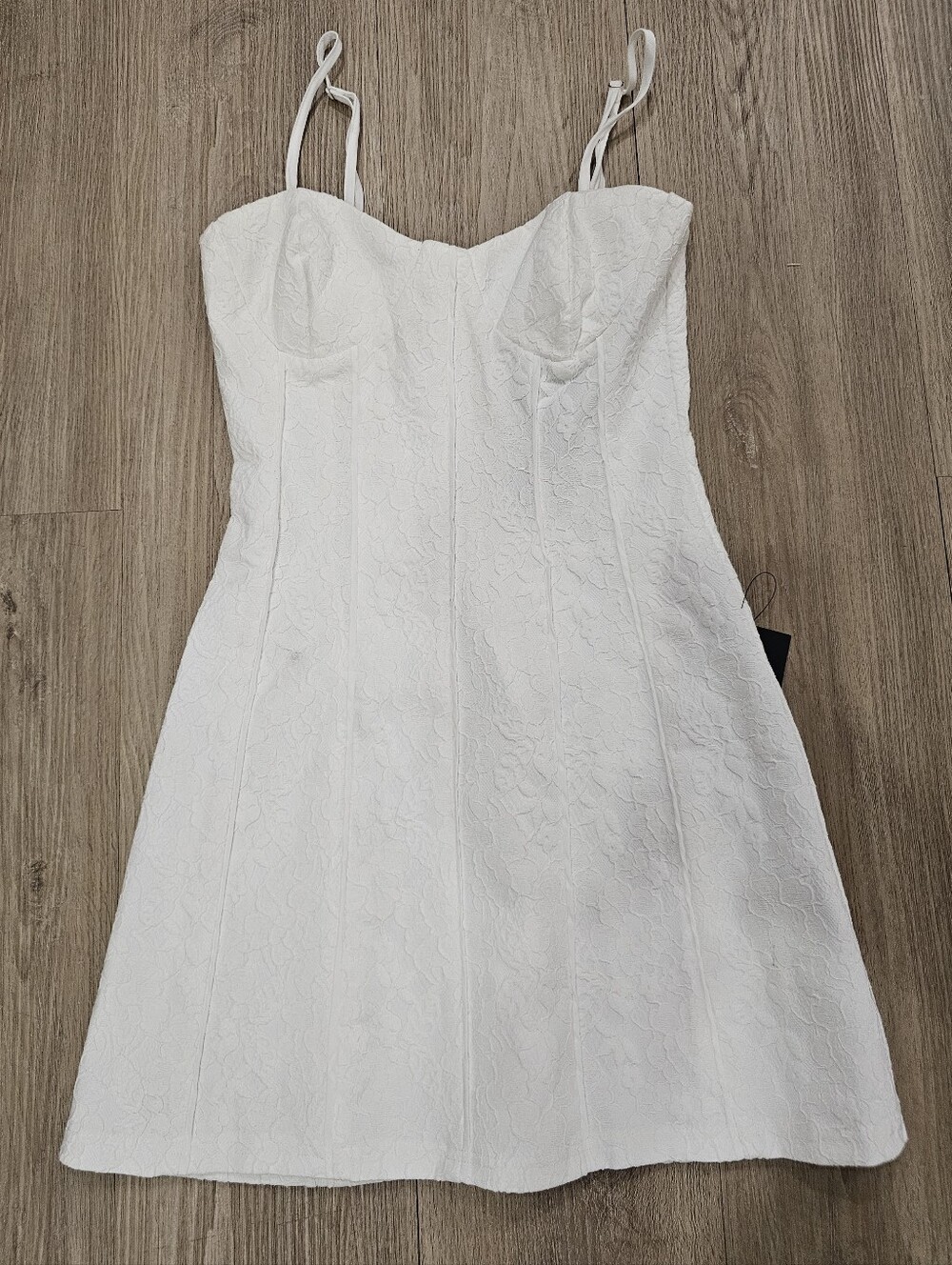 NWT Lulus White Textured Floral Lace Bustier Corset Mini Dress in XS&S